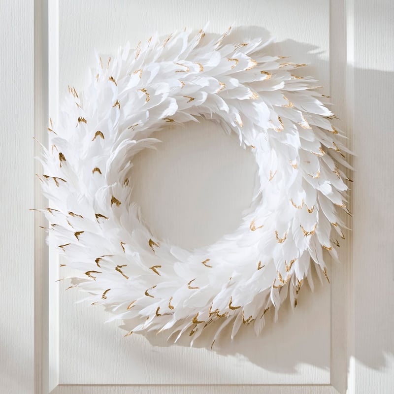 White & Gold Feather Wreath