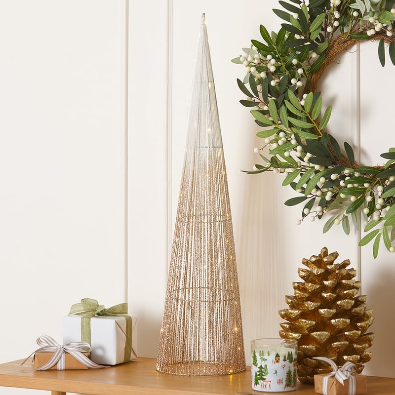 Ombre LED Gold & Silver Large Cone Tree