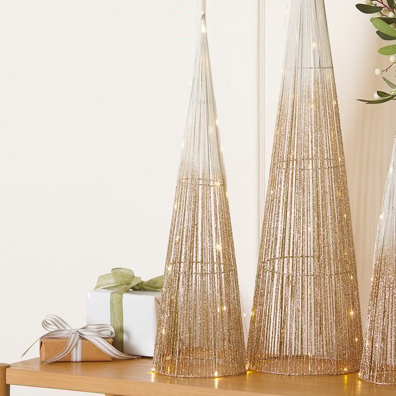 Ombre LED Gold & Silver Medium Cone Tree