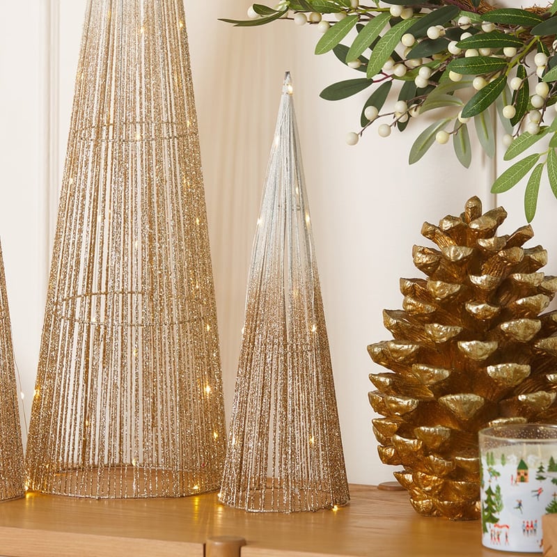 Ombre LED Gold & Silver Small Cone Tree