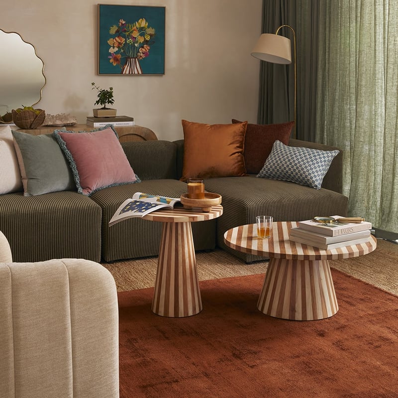 Enzo Natural & Walnut Stripe Coffee Table