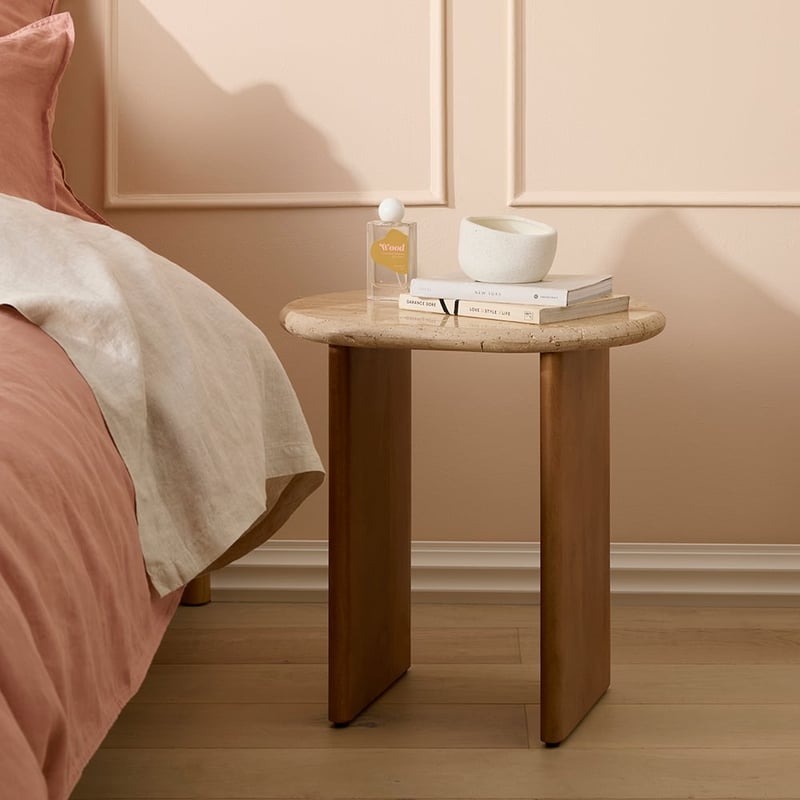 Travertine Chestnut Side Table