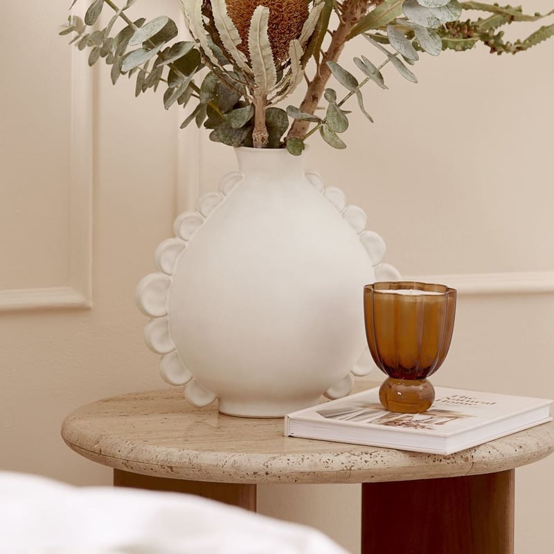 Travertine Chestnut Side Table
