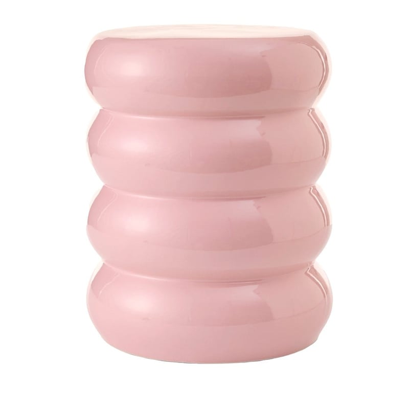 Ceramic Soft Pink Ribbed Side Table