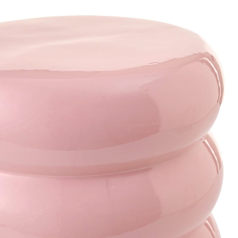 Ceramic Soft Pink Ribbed Side Table