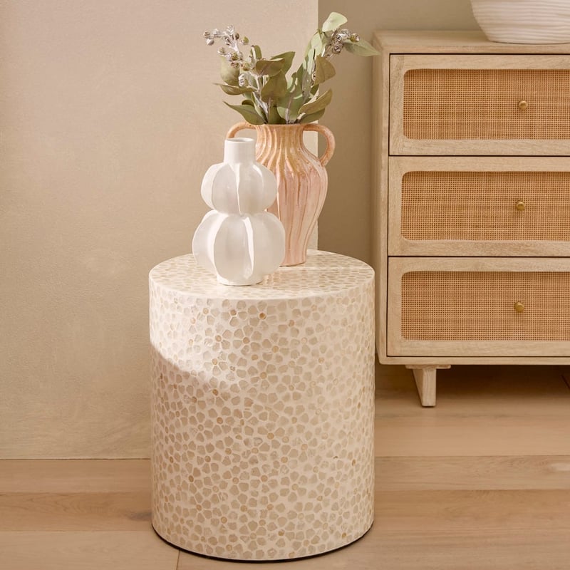 Capiz Florence Ivory Side Table