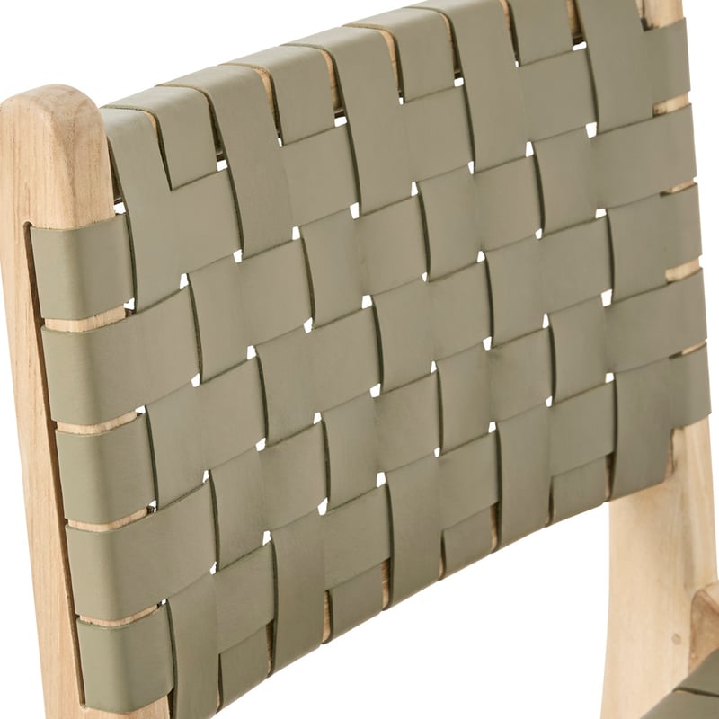 Palmer Woven Leather Khaki Counter Stool