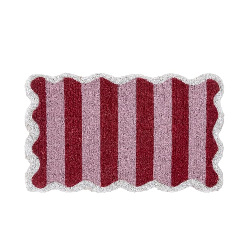Coir Scallop Stripe Pink & Red Doormat