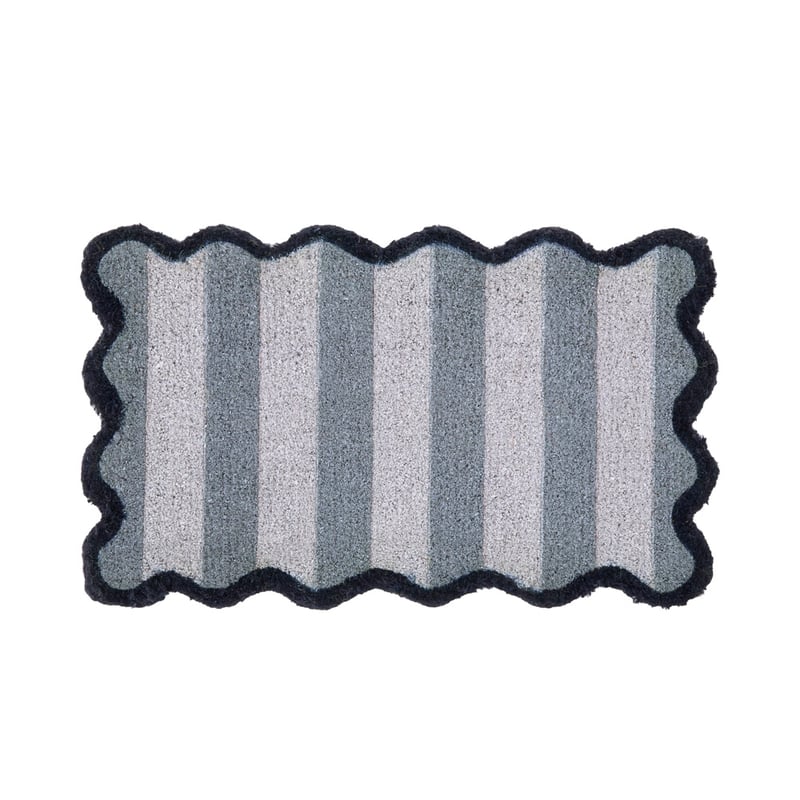 Coir Scallop Stripe Blue & White Doormat