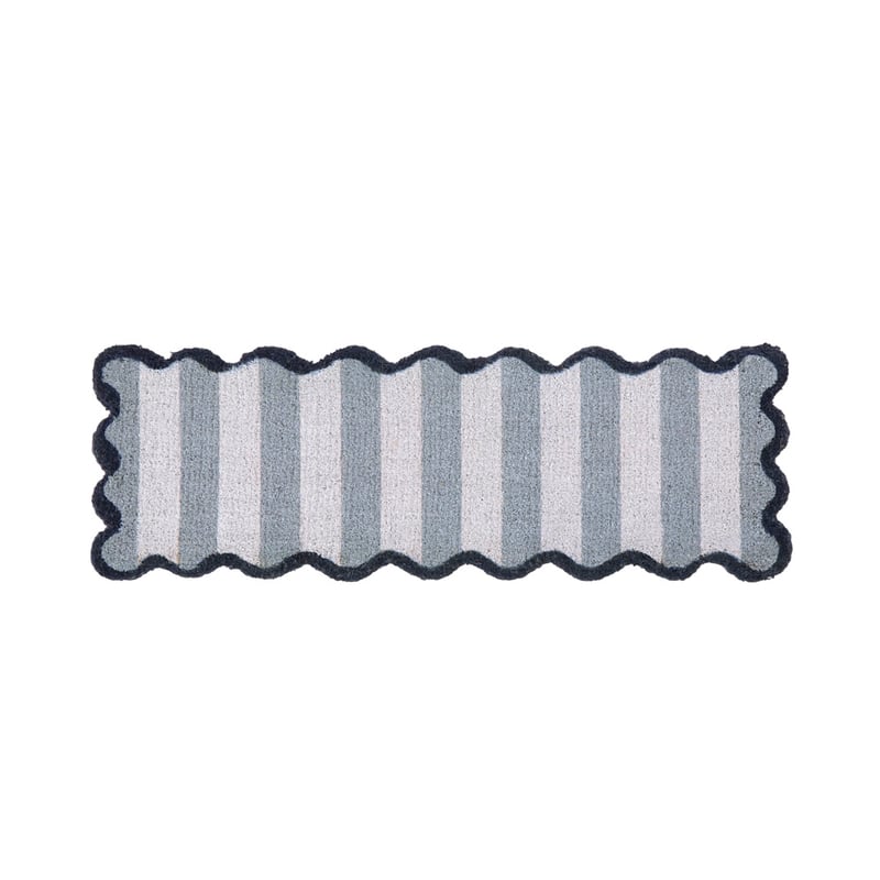 Coir Scallop Stripe Blue & White Long Doormat
