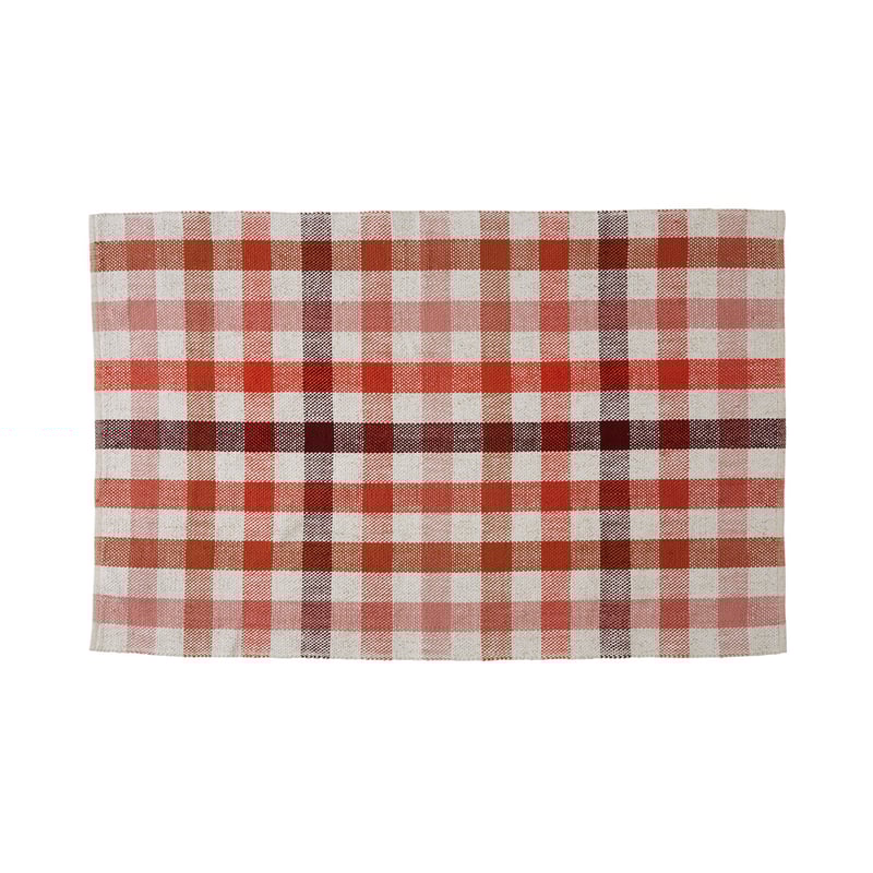 Romeo Raspberry & Beige Check Rug