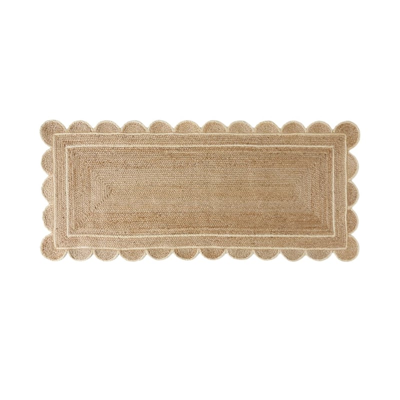 Jute & White Scalloped Indoor Rug Runner