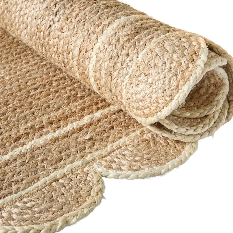 Jute & White Scalloped Indoor Rug Runner