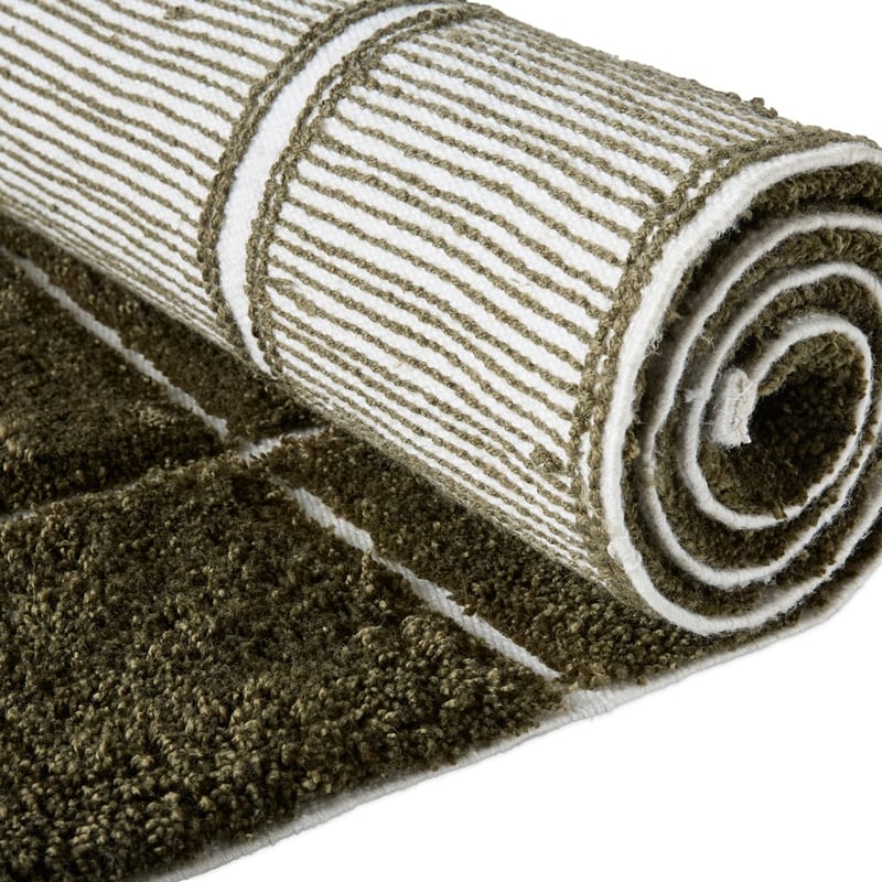 High Pile Olive Green Tufted Rug