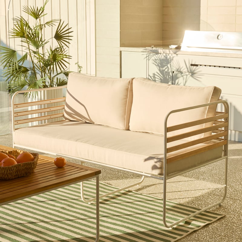 Torino Beige & White Outdoor Metal 2 Seater Chair