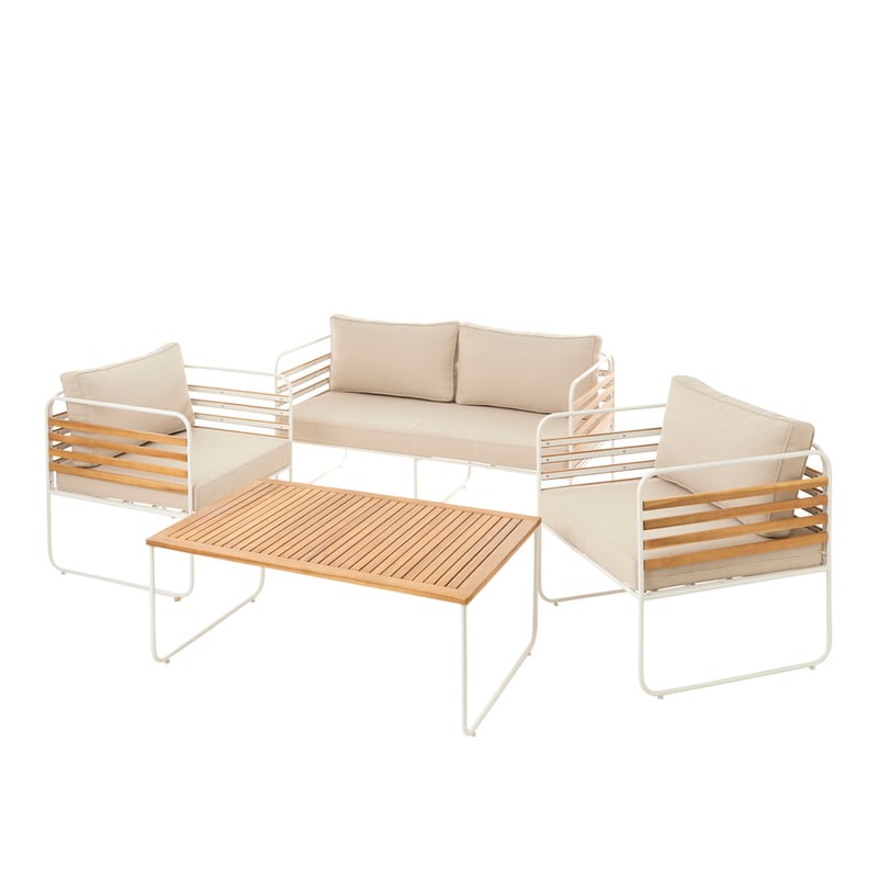Torino Beige & White Outdoor Metal 2 Seater Chair