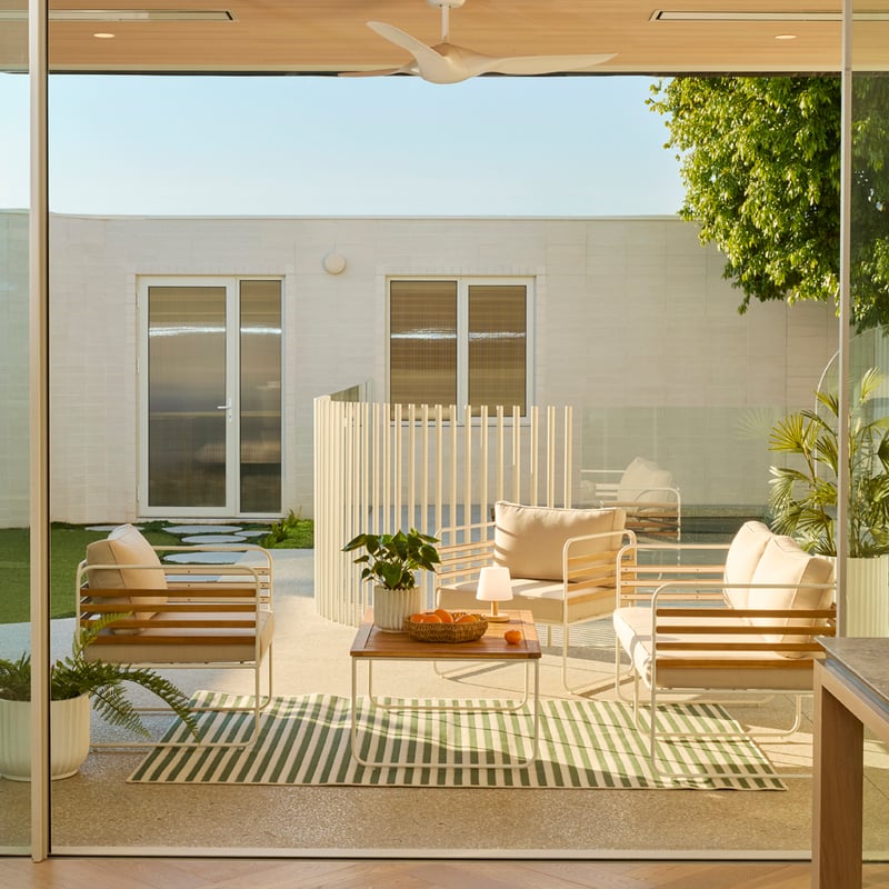Torino Beige & White Outdoor Metal 2 Seater Chair