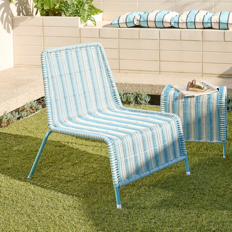 Rye Holiday Blue Off White Stripe Outdoor Lounge Set