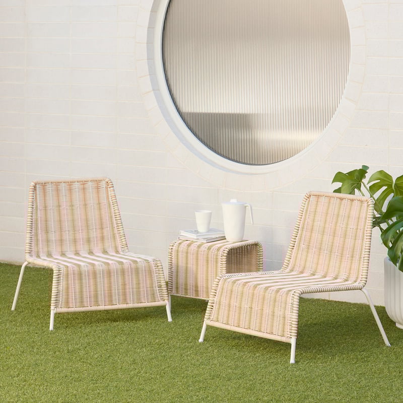 Rye Natural Off White Stripe Outdoor Lounge Set