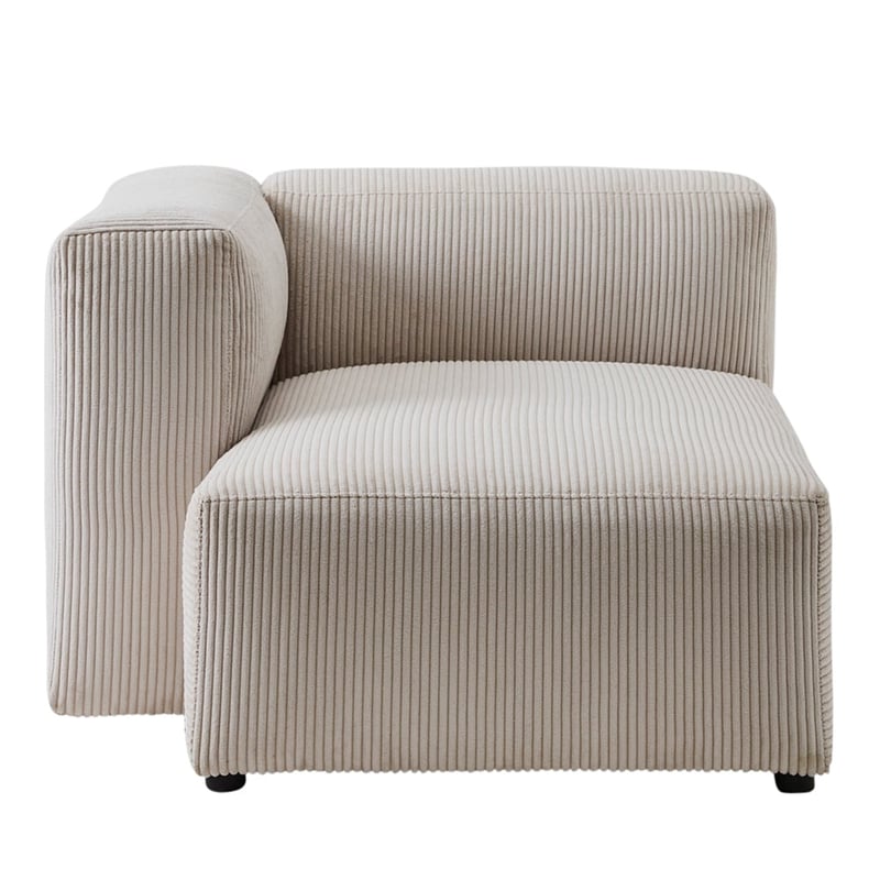 Tulsa Vanilla Corduroy Left Arm Facing Chaise Modular Lounge Chair