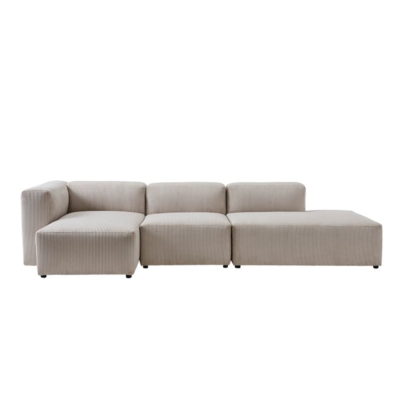 Tulsa Vanilla Corduroy Right Open End Modular Lounge Chair