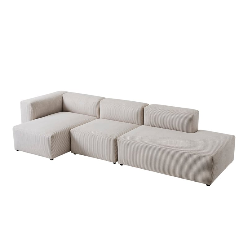Tulsa Vanilla Corduroy Right Open End Modular Lounge Chair