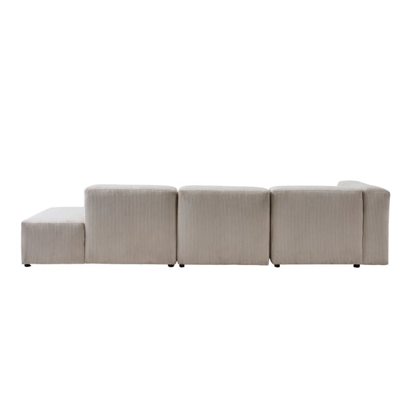 Tulsa Vanilla Corduroy Right Open End Modular Lounge Chair