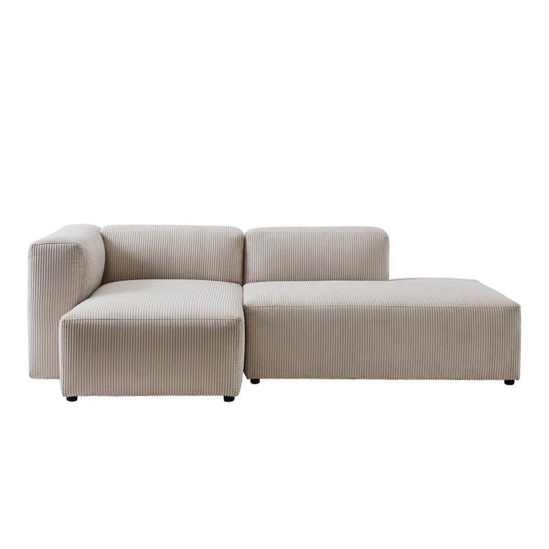 Tulsa Vanilla Corduroy Right Open End Modular Lounge Chair