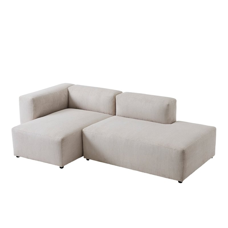 Tulsa Vanilla Corduroy Right Open End Modular Lounge Chair
