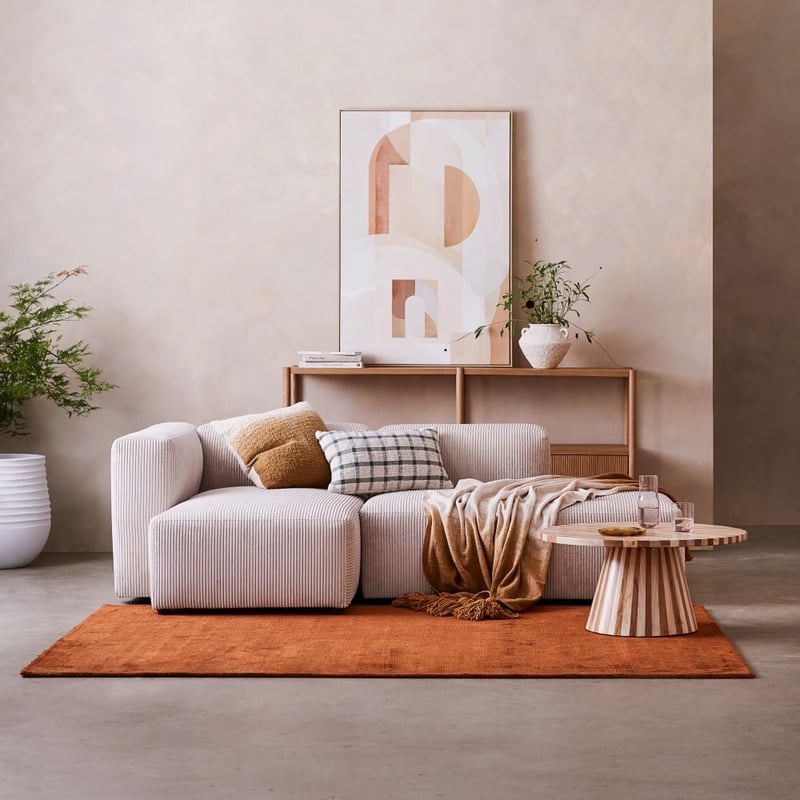 Tulsa Vanilla Corduroy Right Open End Modular Lounge Chair