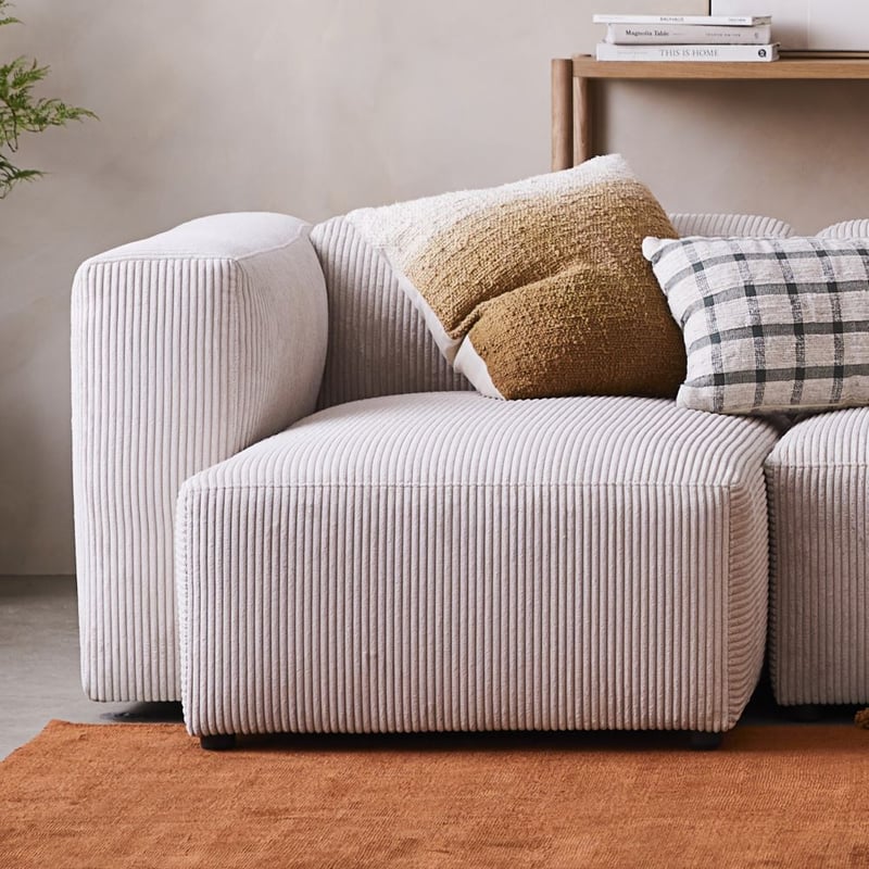 Tulsa Vanilla Corduroy Left Arm Facing Chaise Modular Lounge Chair