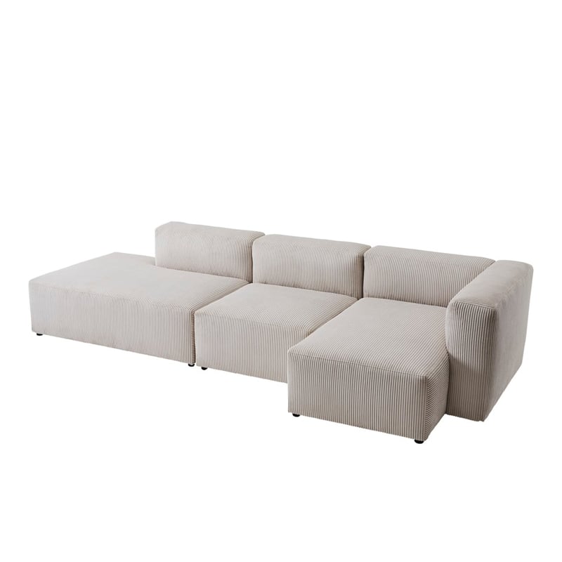 Tulsa Vanilla Corduroy Right Arm Facing Chaise Modular Lounge Chair