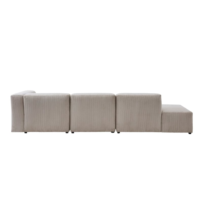 Tulsa Vanilla Corduroy Right Arm Facing Chaise Modular Lounge Chair