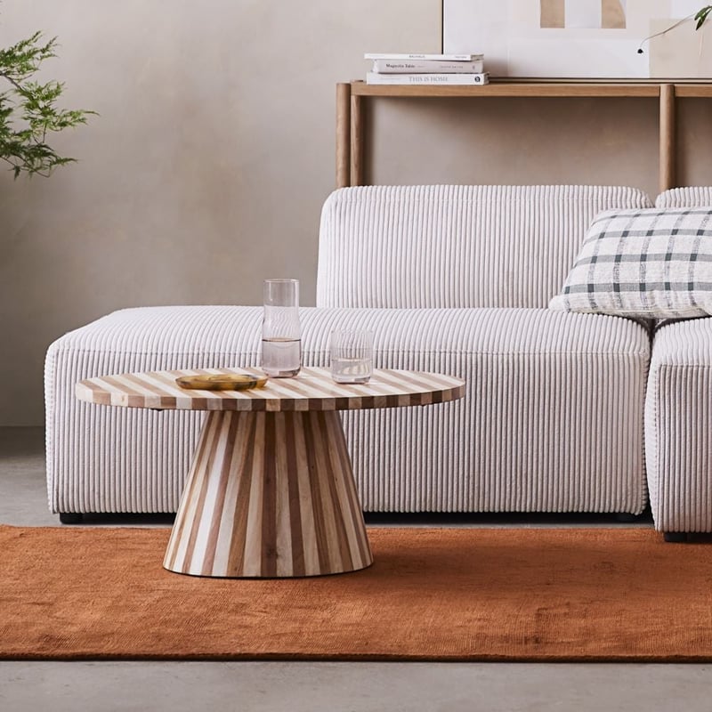 Tulsa Vanilla Corduroy Left Open End Modular Lounge Chair