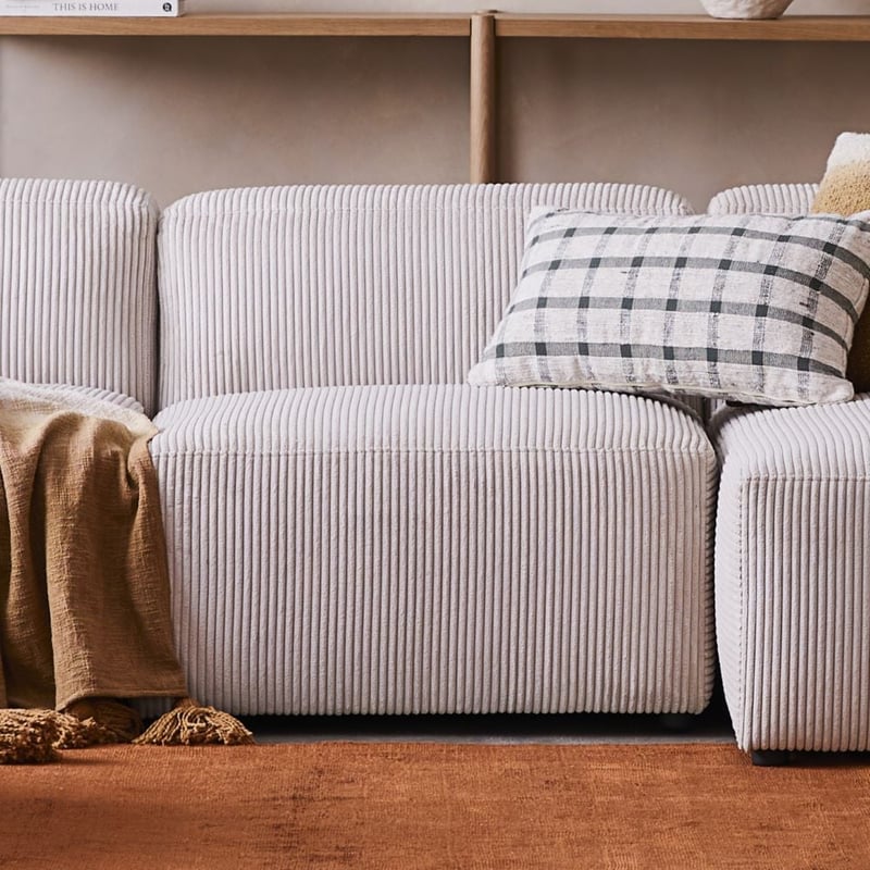 Tulsa Vanilla Corduroy 1 Seater Modular Lounge Chair