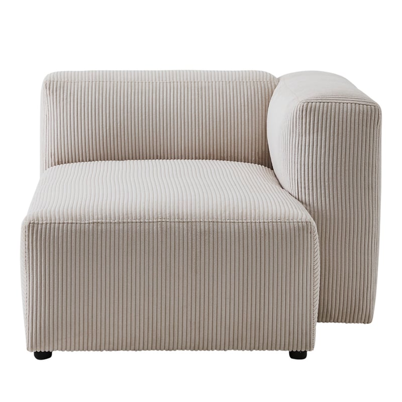 Tulsa Vanilla Corduroy Right Arm Facing Chaise Modular Lounge Chair