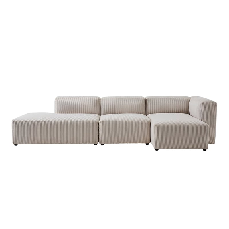 Tulsa Vanilla Corduroy Right Arm Facing Chaise Modular Lounge Chair
