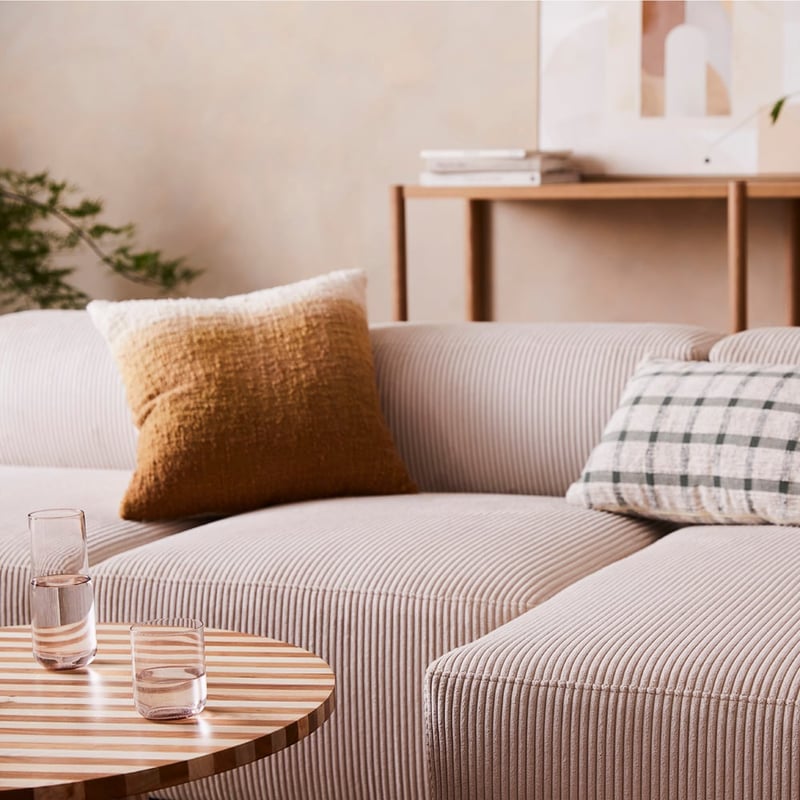 Tulsa Vanilla Corduroy 1 Seater Modular Lounge Chair