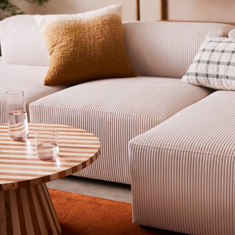 Tulsa Vanilla Corduroy Right Arm Facing Chaise Modular Lounge Chair