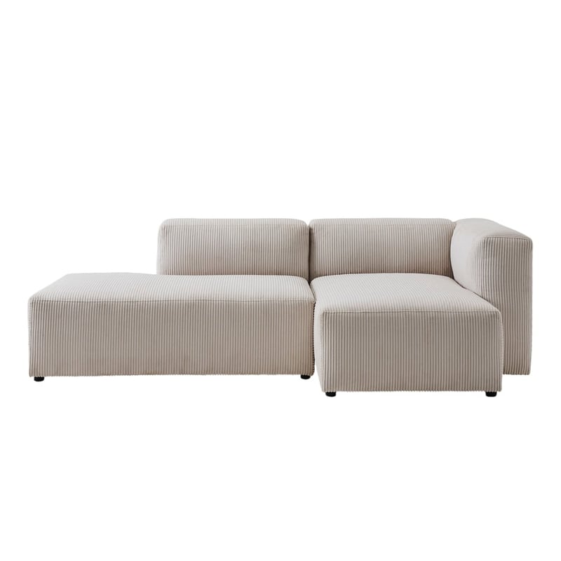 Tulsa Vanilla Corduroy Right Arm Facing Chaise Modular Lounge Chair