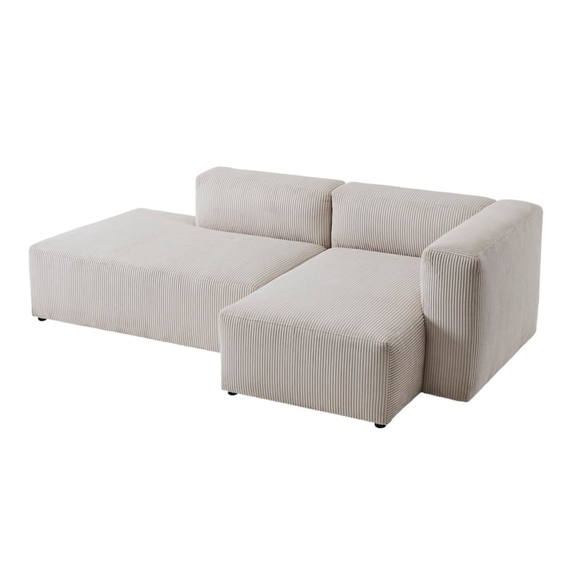 Tulsa Vanilla Corduroy Right Arm Facing Chaise Modular Lounge Chair