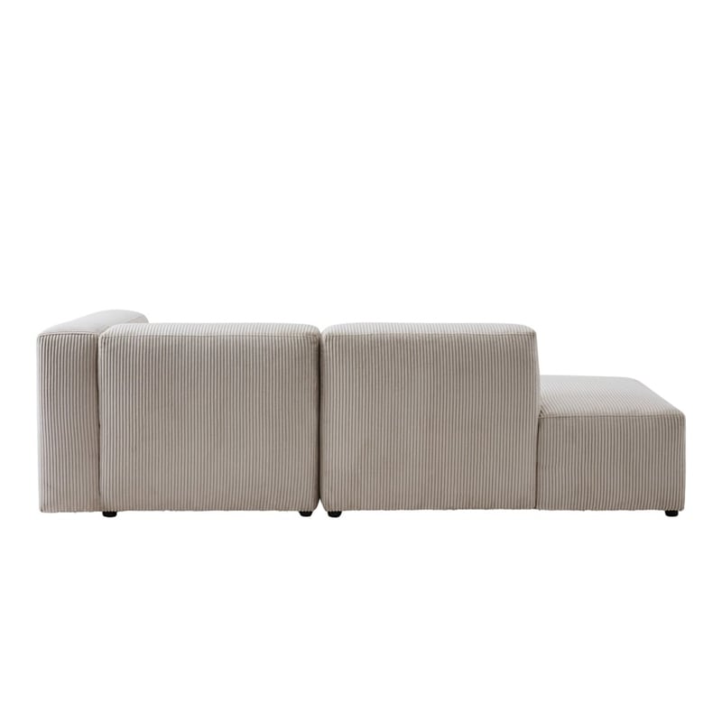 Tulsa Vanilla Corduroy Right Arm Facing Chaise Modular Lounge Chair
