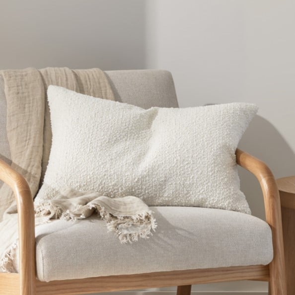 Otis White Long Boucle Cushion
