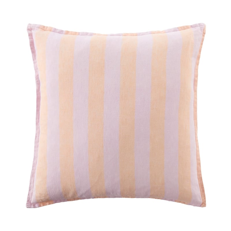 Belgian Orchid & Apricot Stripe Vintage Washed Linen Cushion