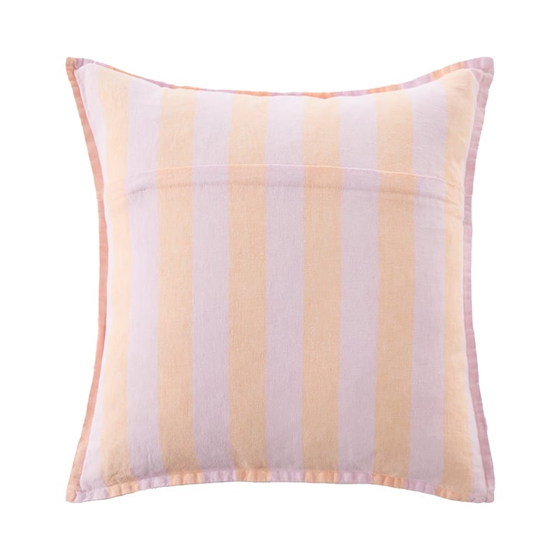 Belgian Orchid & Apricot Stripe Vintage Washed Linen Cushion