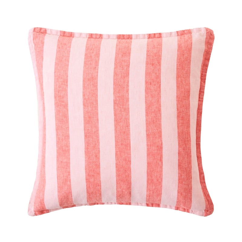 Belgian Red & Pink Stripe Vintage Washed Linen Cushion