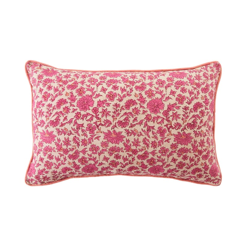 Delhi Woodblock Fiesta Floral Linen Cushion
