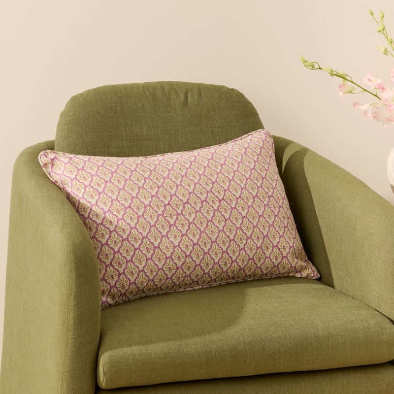 Delhi Woodblock Mini Fan Linen Cushion