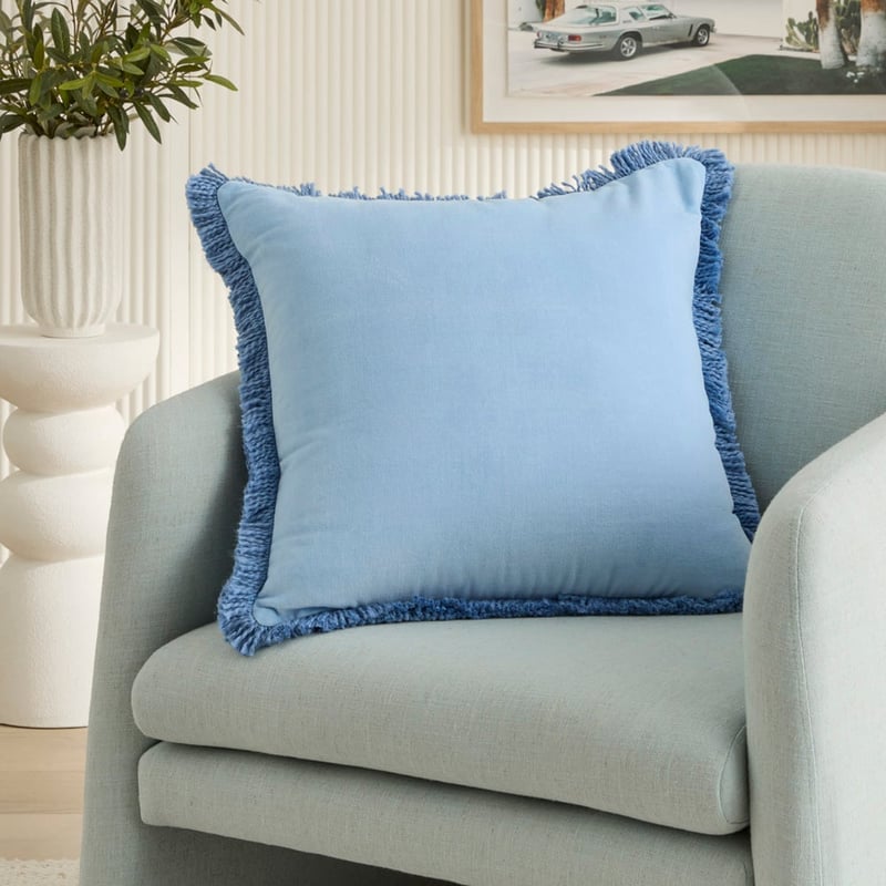 Mirri Chambray Blue Velvet Cushion