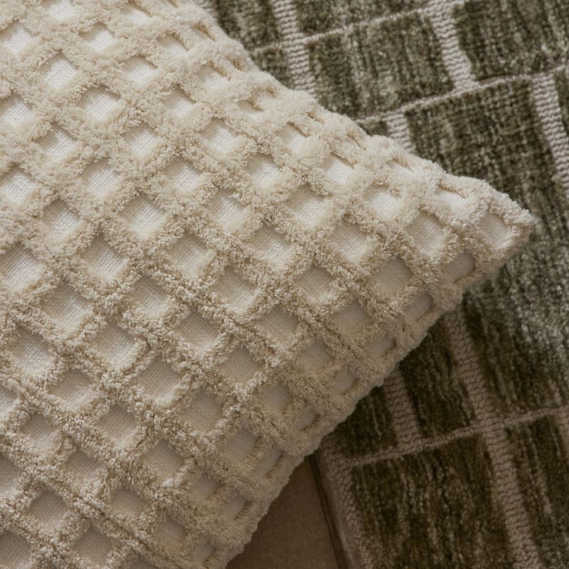 Romy Natural Check Cushion